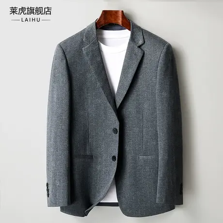 灰色休闲西服外套男士春季薄款韩版修身时尚潮流单件小西装上衣男商品大图