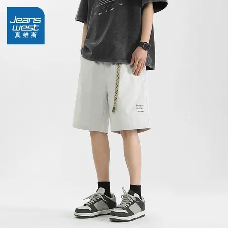 WX真维斯男装 2025夏季新款男款韩式时尚百搭款字母印花男装短裤商品大图