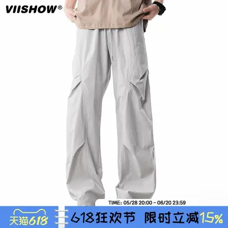 VIISHOW速干工装裤男款夏季冰丝阔腿运动伞兵裤子宽松直筒休闲裤商品大图