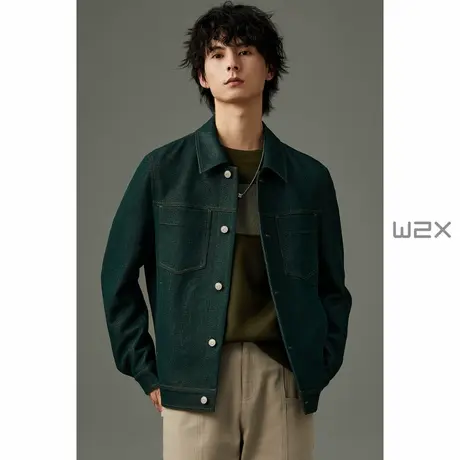 w2x2023新款春秋季男士牛仔外套男高级感工装夹克痞帅秋装上衣潮商品大图