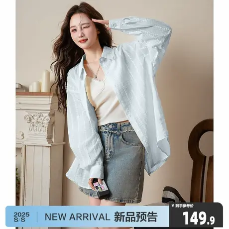 唐狮2025夏季新款女长袖衬衫女休闲时尚后背开叉韩系通勤日常透气图片