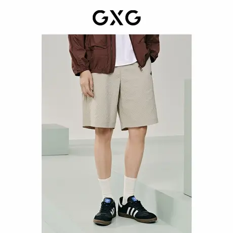 GXG男装 泡泡纱休闲短裤凉爽轻薄运动裤男刺绣短裤 2024夏季新品图片