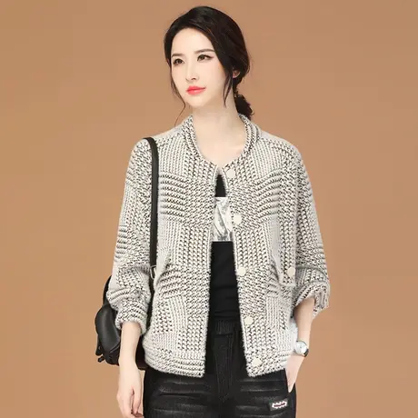 韩潮袭人复古格纹加厚保暖短外套女2023冬季新款休闲显瘦棒球服商品大图