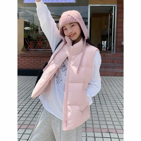 KHV真维斯立领羽绒棉马甲女2025秋冬季韩版短款保暖外穿背心外套商品大图