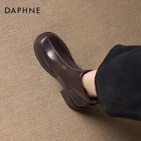 达芙妮粗跟短靴女款2026新款冬季厚底马丁靴瘦瘦靴英伦风切尔西靴商品大图