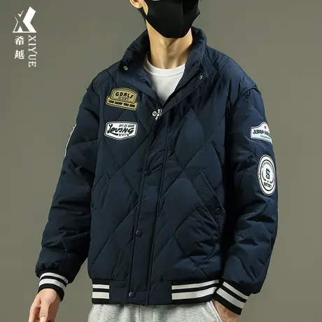 新国标90%白鸭绒羽绒服男士冬季潮牌宽松大码工装外套棒球服夹克商品大图