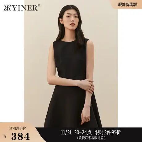 *YINER音儿女装秋季休闲简约无袖连衣裙图片