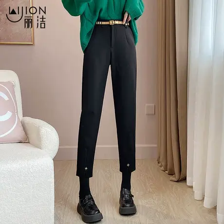 丽洁女裤冬季加厚黑色西装裤女2023新款百搭九分烟管直筒裤子西裤商品大图