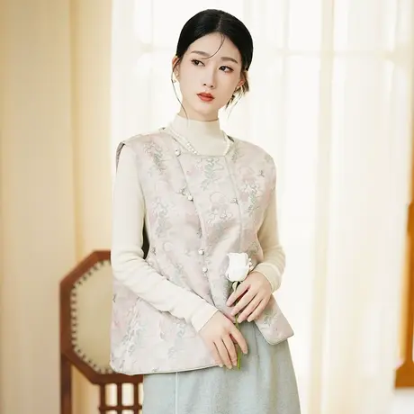 素飞新中式女装改良上衣秋冬宋锦马甲不规则原创设计背心女SU4965商品大图