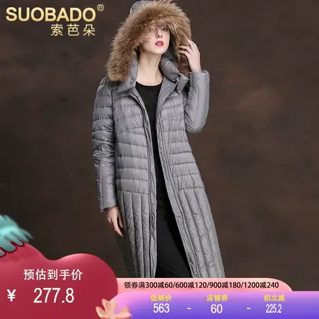 断码特价清仓2023冬装貉子毛皮草连帽女装外套长款宽松休闲羽绒服图片