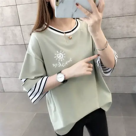 女装2024年新款春季春装纯棉短袖T恤宽松上衣服设计感打底衫爆款商品大图