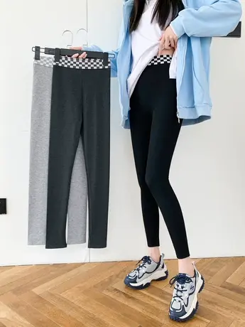 纯棉保暖裤女士秋裤线裤内穿大码薄款打底春秋紧身毛裤棉毛裤女商品大图