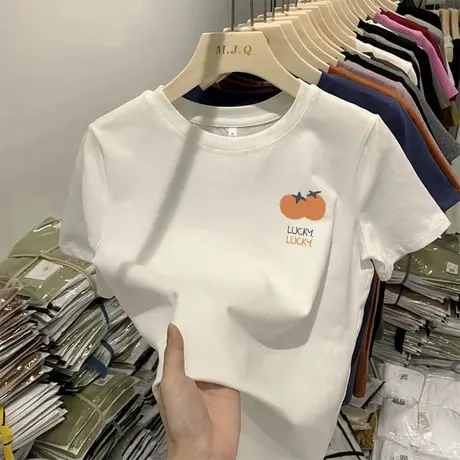 宽松t恤女夏季正肩女装2023年新款纯棉短袖上衣夏款半袖体恤夏装商品大图