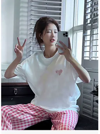 白色仿棉短袖t恤女2023新款夏季小众设计感港风chic潮牌女装上衣商品大图