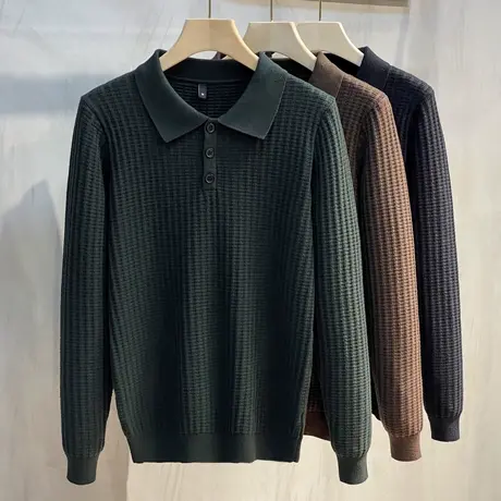 2023年新款秋冬毛衣男POLO领翻领毛衫韩版潮流打底针织衫商务休闲商品大图