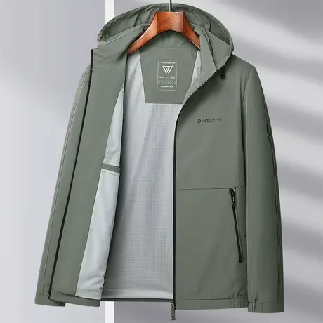 2023春季男装夹克春秋款可拆卸连帽上衣男士百搭休闲黑色外套男薄商品大图