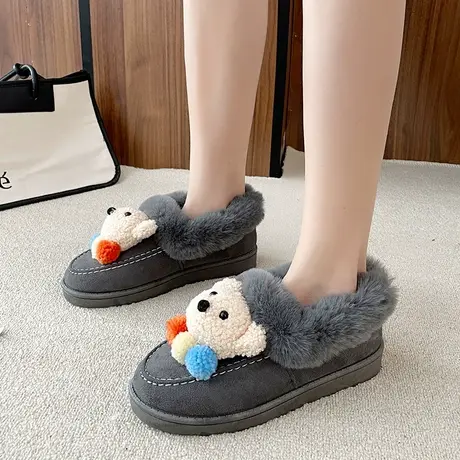 可爱雪地靴女鞋毛毛口新款冬季矮帮低帮短款加绒加厚保暖防滑棉鞋图片