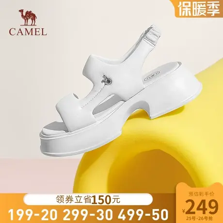 骆驼女鞋2024夏季新款一字带休闲粗跟厚底后空时装凉鞋女运动凉鞋商品大图