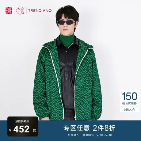 TRENDIANO「宫」联名系列国风印花精致有型风衣男士潮流休闲外套商品大图