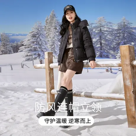 【直播间】香影黑色连帽羽绒服女2023冬季新款宽松90白鸭绒高级感商品大图