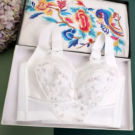 全罩杯薄款上托大胸显小内衣女收副乳防下垂大码美背调整型文胸罩图片