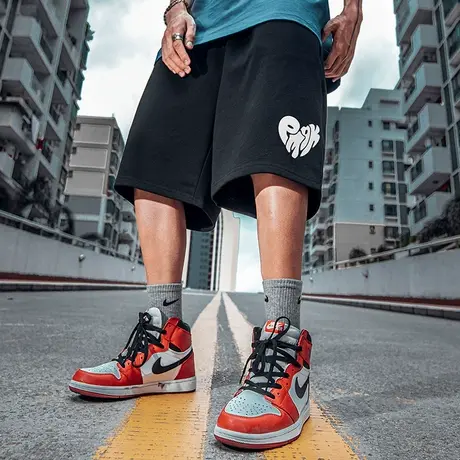 欧美高街潮流休闲短裤男潮ins国潮夏季宽松大码加肥加大五分裤潮商品大图