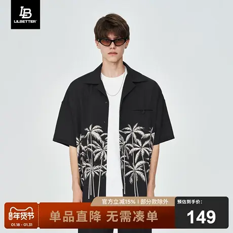 Lilbetter短袖衬衫男士休闲寸衫外套2024夏季新款工装五分袖衬衣商品大图