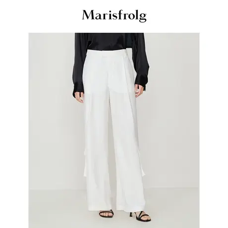 【都市通勤】玛丝菲尔2023年夏季新款米白色醋纤轻薄工装休闲裤女图片