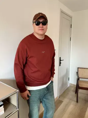 DAEVU春秋新款大码男装字母落肩潮胖子加肥加大男款圆领长袖卫衣商品大图