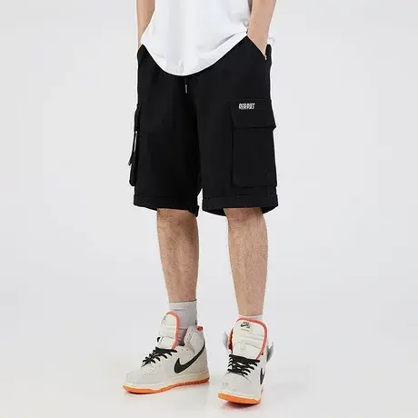 薄款中裤子宽松潮牌纯棉大码运动五分裤休闲工装短裤男士夏季外穿商品大图