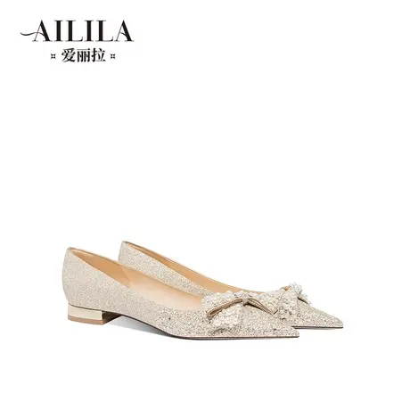 爱丽拉平底婚鞋女2023新款水晶香槟色禾秀主婚纱两穿新娘鞋不累脚商品大图