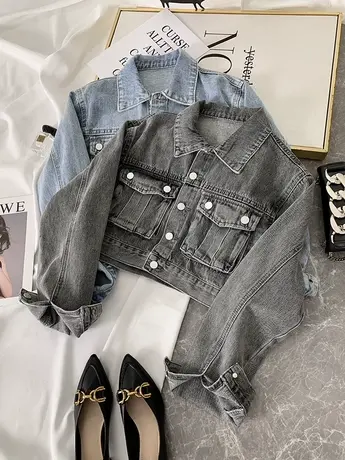 小个子牛仔外套女2022秋季新款显瘦百搭ins短款修身上衣潮款夹克图片