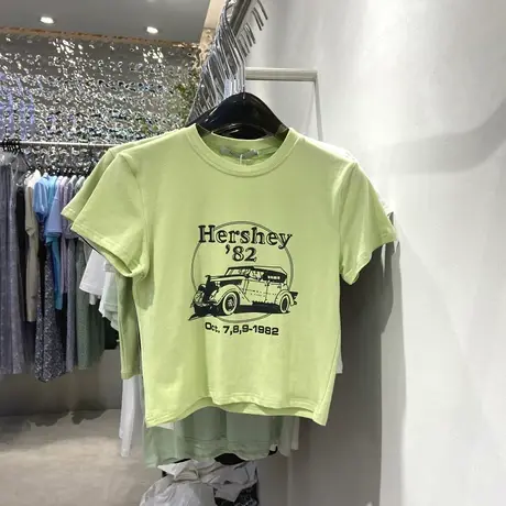 短袖t恤女2021夏季新款韩版ins潮时尚简约运动减龄宽松短款上衣服商品大图