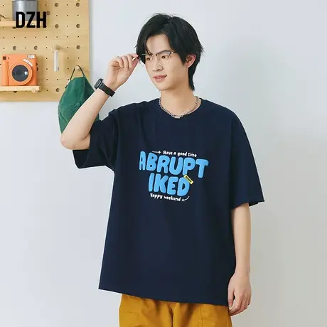 男生300G重磅t恤男美式纯棉圆领半袖上衣宽松男装2023年新款短袖商品大图