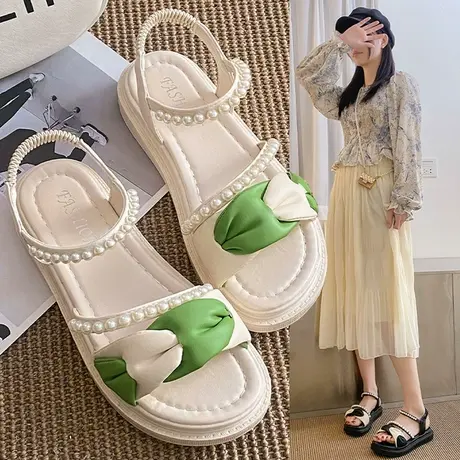 凉鞋女款夏季2023年新款女鞋厚底外穿沙滩鞋子女生绑带罗马凉拖鞋图片