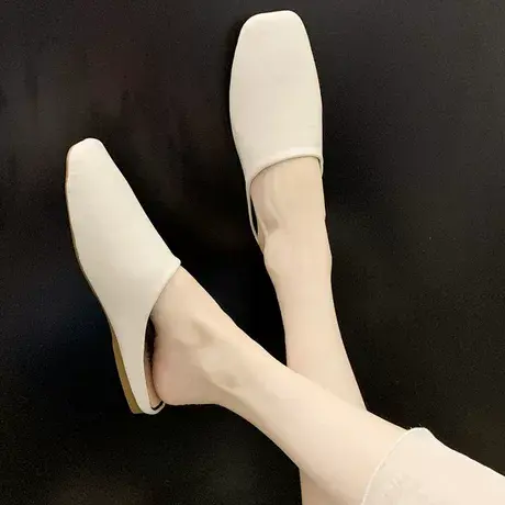 拖鞋女外穿2023年新款平底懒人包头半拖鞋女春夏英伦风凉拖穆勒鞋图片