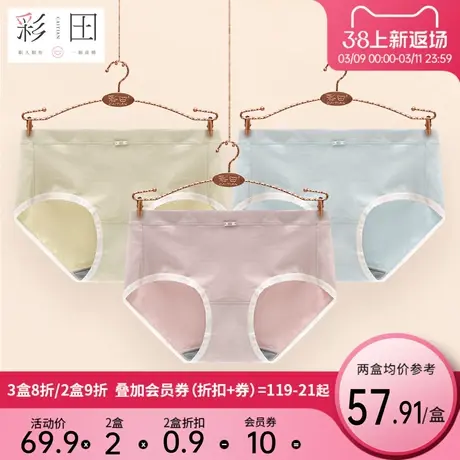 彩田正品女士少女夏季天然棉质透气舒适内裤抗菌底裆三角纯色内裤商品大图