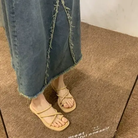 拖鞋女士夏季外穿新款法式两穿凉鞋时尚百搭淑女时装高级感凉拖鞋商品大图