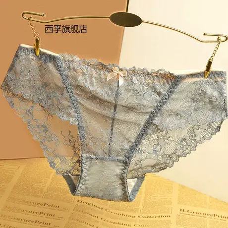 蕾丝网纱透明性感内裤女无痕低腰棉裆镂空诱惑女裤蝴蝶结图片