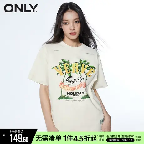 ONLY秋季时尚休闲印花设计感宽松圆领T恤女|123201097商品大图