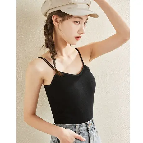 唐狮吊带背心女夏季新款内搭美背外穿打底带胸垫设计感上衣图片