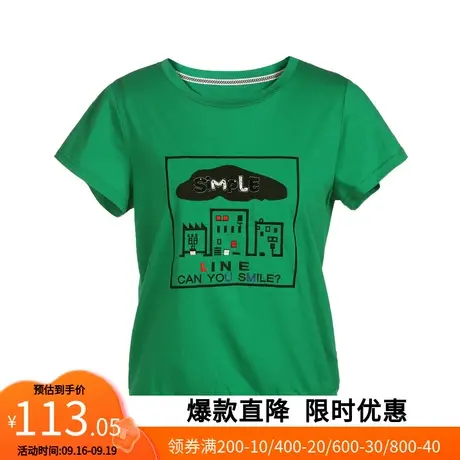 【艾格】夏季新款T恤圆领套头短袖飞飞袖时尚休闲简约上衣女款潮商品大图
