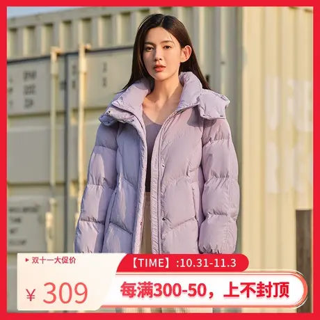 坦博尔短款羽绒服女2022年新款韩版宽松紫色冬外套潮TD336510图片