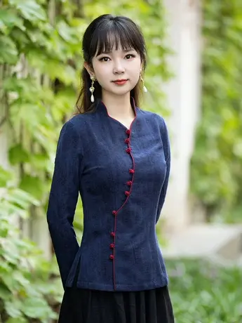筠雅唐装女中国风中式盘扣上衣年轻款禅意素衣茶服女民族风女装商品大图