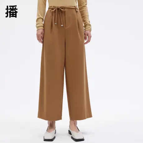 播2023秋冬新款羊毛简约休闲宽松文艺通勤直筒阔腿裤女BDP3KD0402商品大图
