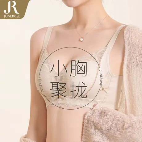 六月玫瑰无钢圈收副乳调整型防下垂不空杯小胸显大聚拢内衣文胸商品大图