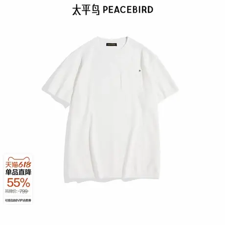 【商场同款】太平鸟男装T恤秋季新款宽松纯色百搭短袖 B1EEE3211商品大图
