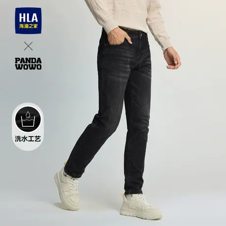 HLA/海澜之家panda wowo熊猫牛仔裤2025春夏新款时尚水洗裤子男商品大图