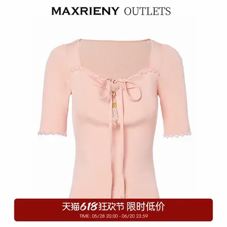 【奥莱】MAXRIENY日系蝴蝶结套头针织吊带截短挂脖小衫商品大图