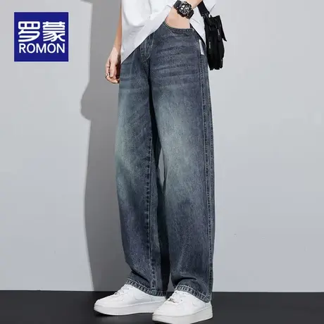 罗蒙牛仔裤男款夏季薄款2025新款宽松美式复古潮牌直筒阔腿裤子男商品大图